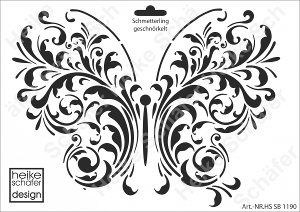 Schablone-Stencil A4 201-1190 Schmetterling geschnörkelt